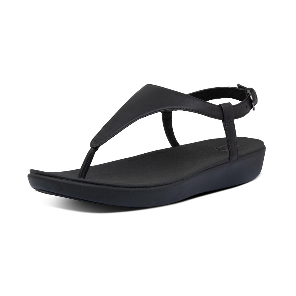 Fitflop Womens Sandals - Lainey Leather Back-strap - Black - 954-SQGIYN